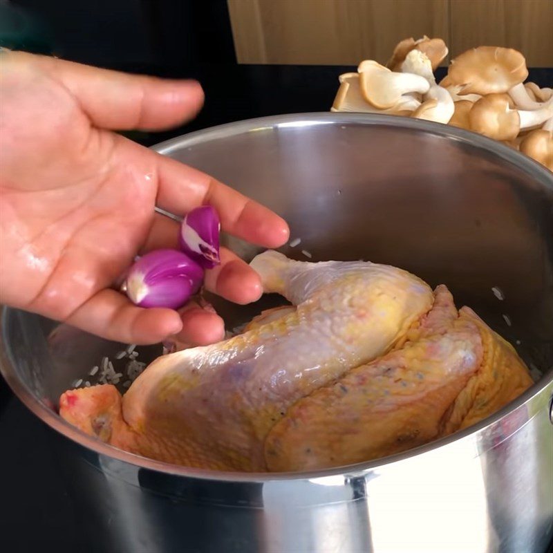 Step 1 Prepare the chicken and cook the porridge Chicken Salad with Vietnamese Coriander