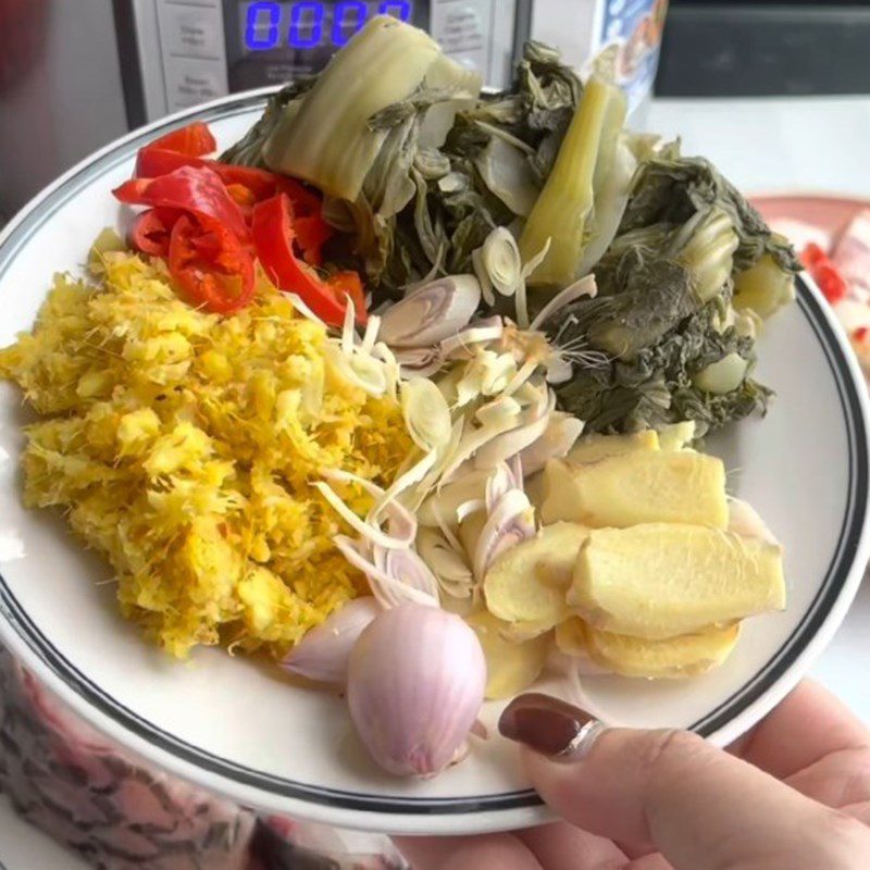 Step 2 Prepare the meat and other ingredients Braised Carp with Pickled Mustard Greens using an Electric Pressure Cooker