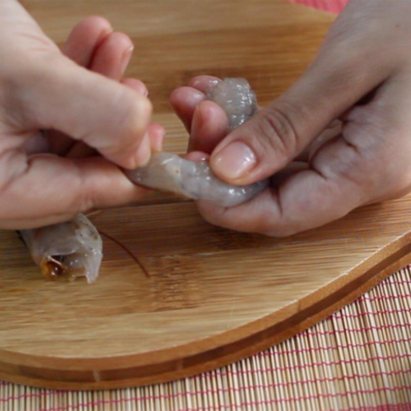 Step 1 Prepare the shrimp for Shrimp and Vegetable Cake