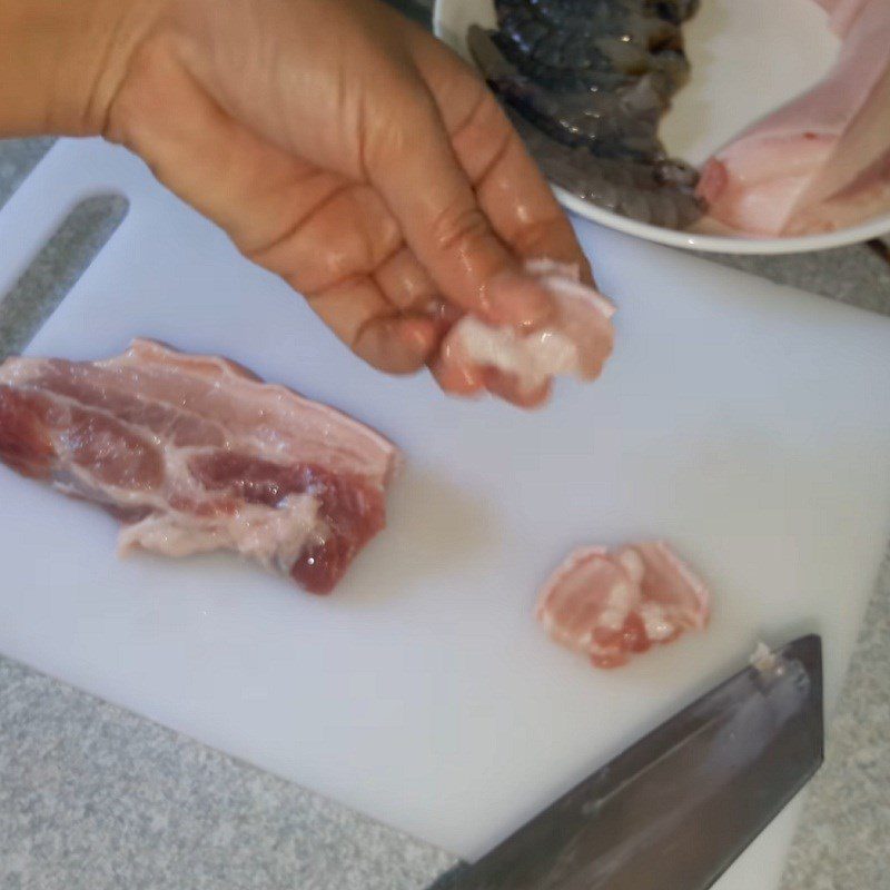 Step 2 Prepping shrimp and meat Stir-fried bamboo shoots with shrimp and meat