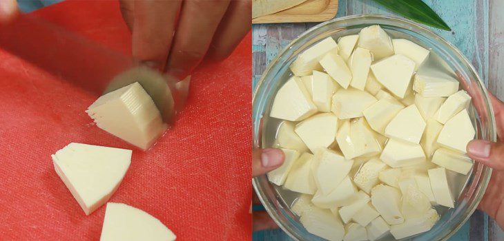 Step 1 Prepare and Chop Sa Ke How to Cook Che Sa Ke with Pandan Leaves and Coconut Milk