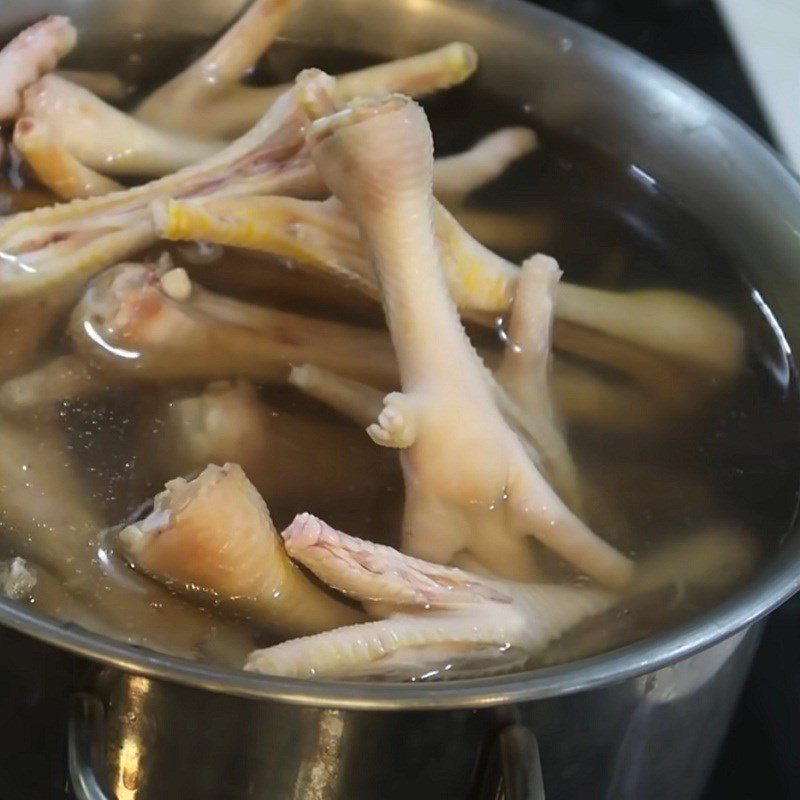 Step 1 Prepare and boil chicken feet Bone-removed Chicken Feet soaked in Lemongrass and Calamansi