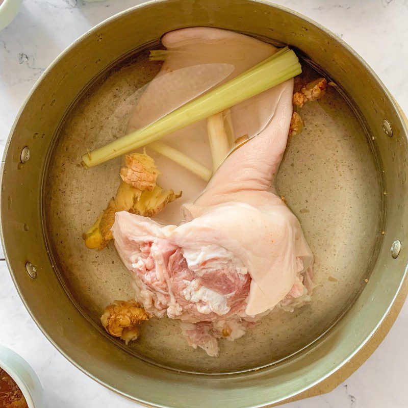 Step 2 Prepare and boil pig's ears Salad with green mango and pig's ears