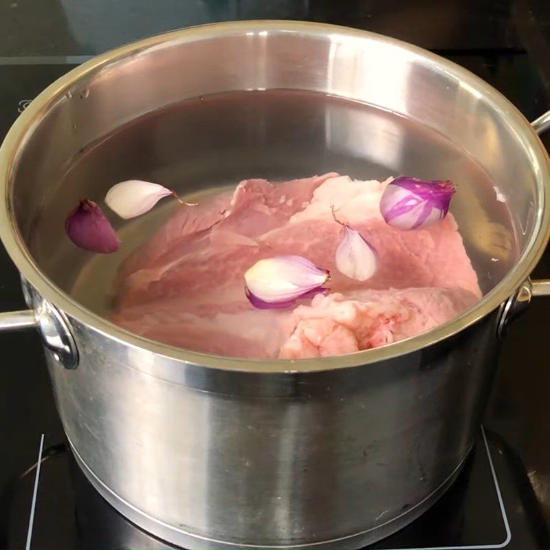 Step 1 Prepare and boil the meat for Mixed Spring Rolls