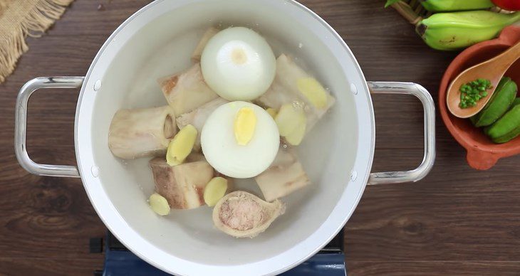 Step 1 Prepare and simmer beef bones for Satay Beef Hủ Tiếu