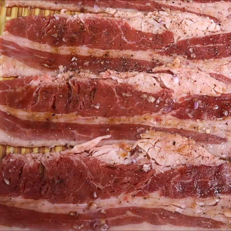 Step 1 Prepare and marinate the beef for Grilled Beef Belly Rolls with Enoki Mushrooms