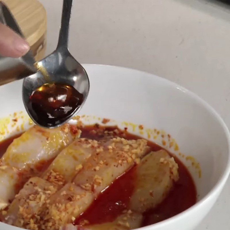 Step 1 Prepare and marinate the barramundi Grilled Barramundi with Mayo and Potatoes