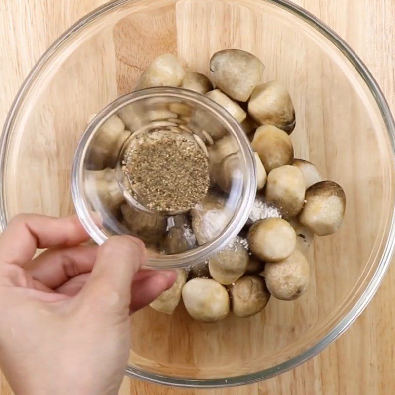 Step 1 Prepare and marinate the straw mushrooms Lemon Grass Steamed Straw Mushrooms