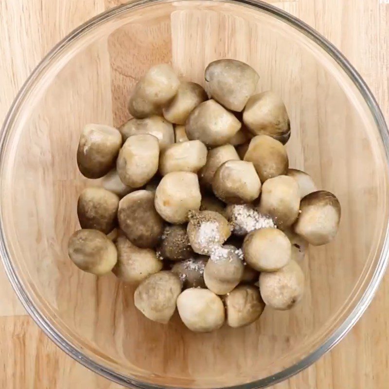 Step 1 Prepare and marinate the straw mushrooms Lemon Grass Steamed Straw Mushrooms