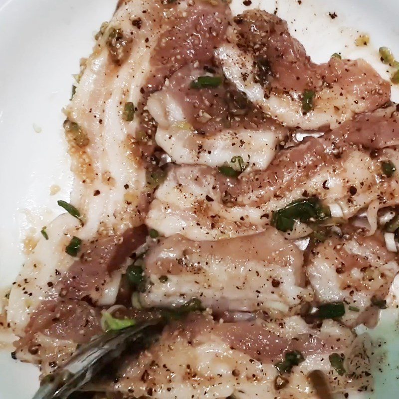 Step 1 Preparation and Marinating Pork Gac Sticky Rice Cake