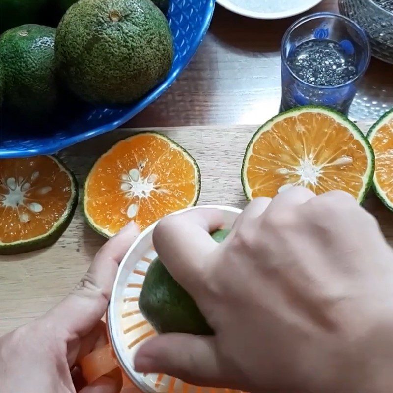 Step 2 Prepare and squeeze the orange Orange juice chia seeds