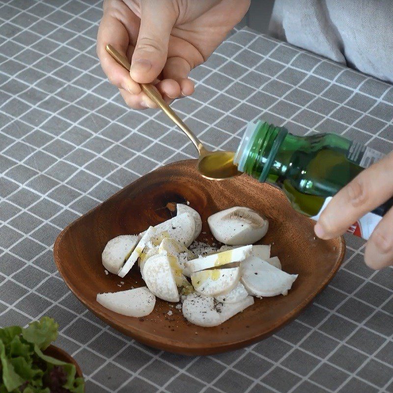 Step 2 Marinate and sauté the mushrooms for Passion Fruit Mango Salad