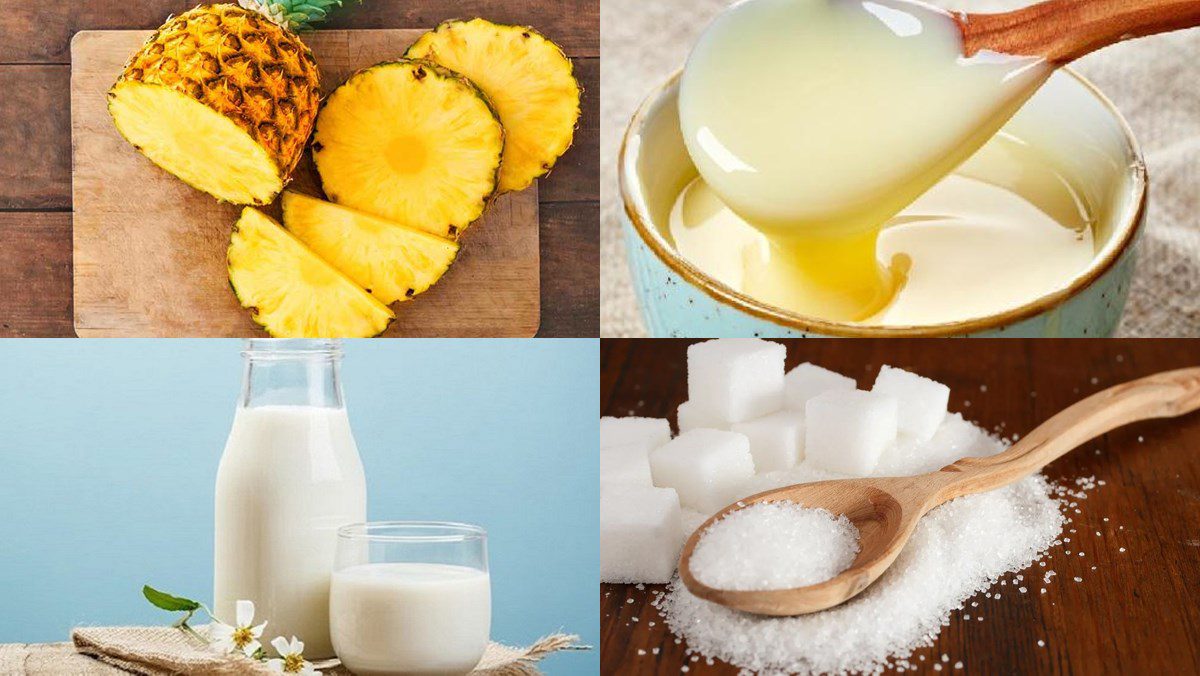 Ingredients for pineapple yogurt dish