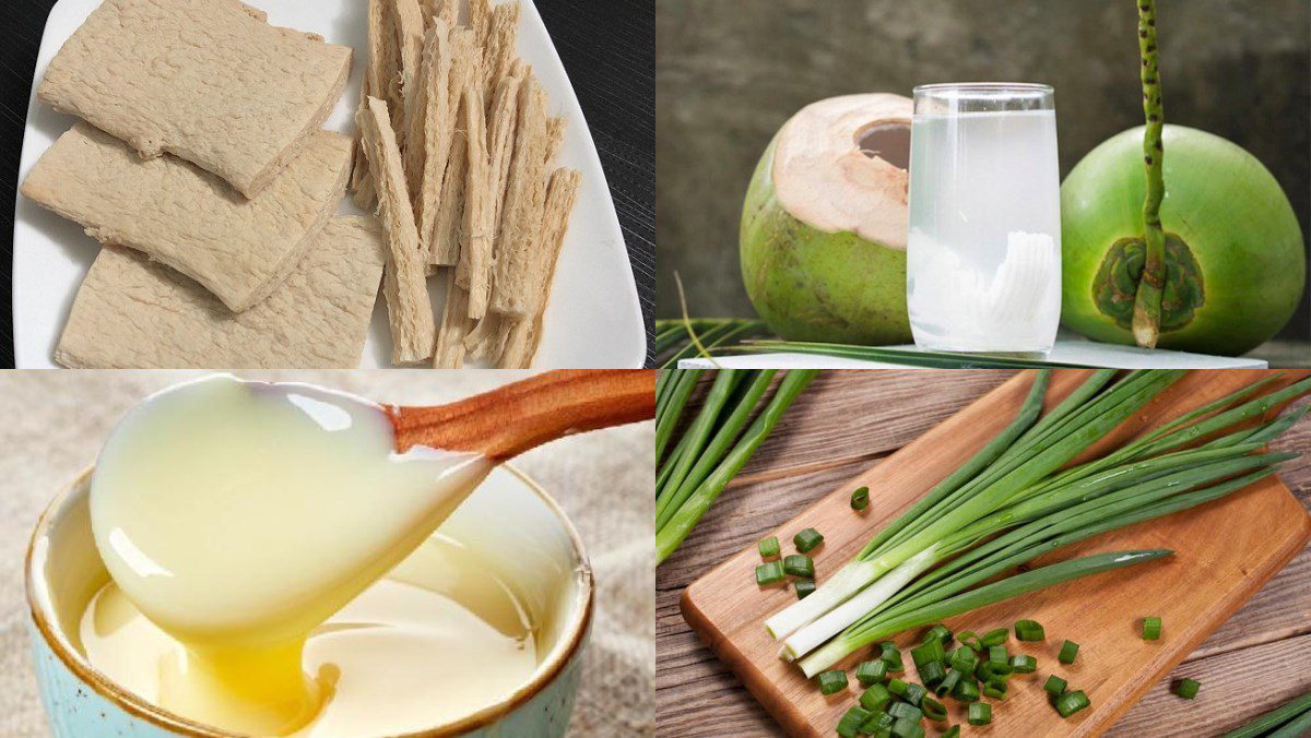 Ingredients for vegetarian spare ribs cooked in coconut water