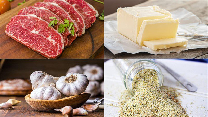 Ingredients for butter-fried beef dish