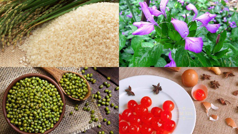 Ingredients for the dish of sticky rice cake with salted duck eggs