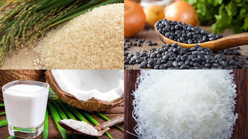 Ingredients for mini vegetarian coconut sticky rice cake