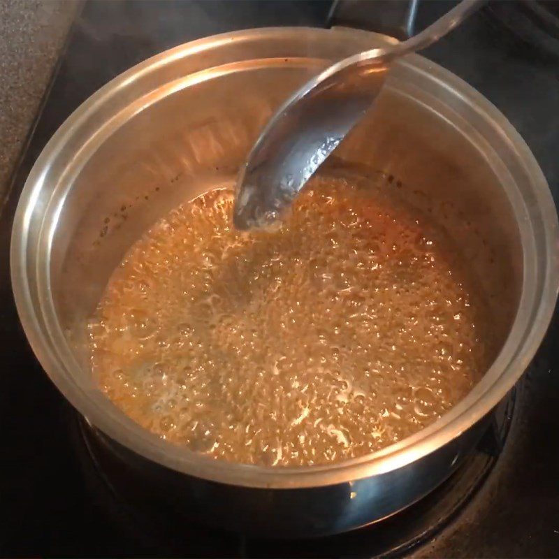 Step 1 Caramelizing sugar for caramel butter flan