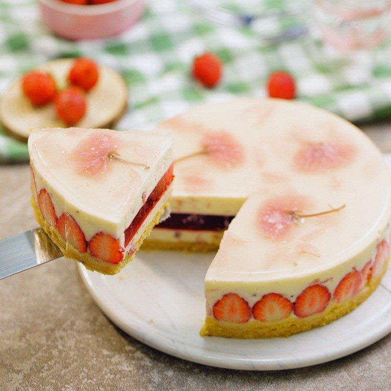 Step 6 Final Product Cherry Blossom Cheesecake