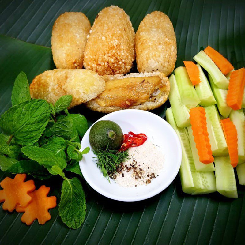 Step 6 Final Product Chicken wrapped in sticky rice using an air fryer (recipe shared by user)