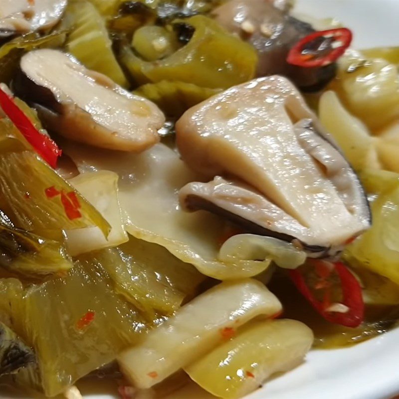 Step 4 Final Product Stir-fried Pickled Mustard Greens with Straw Mushrooms