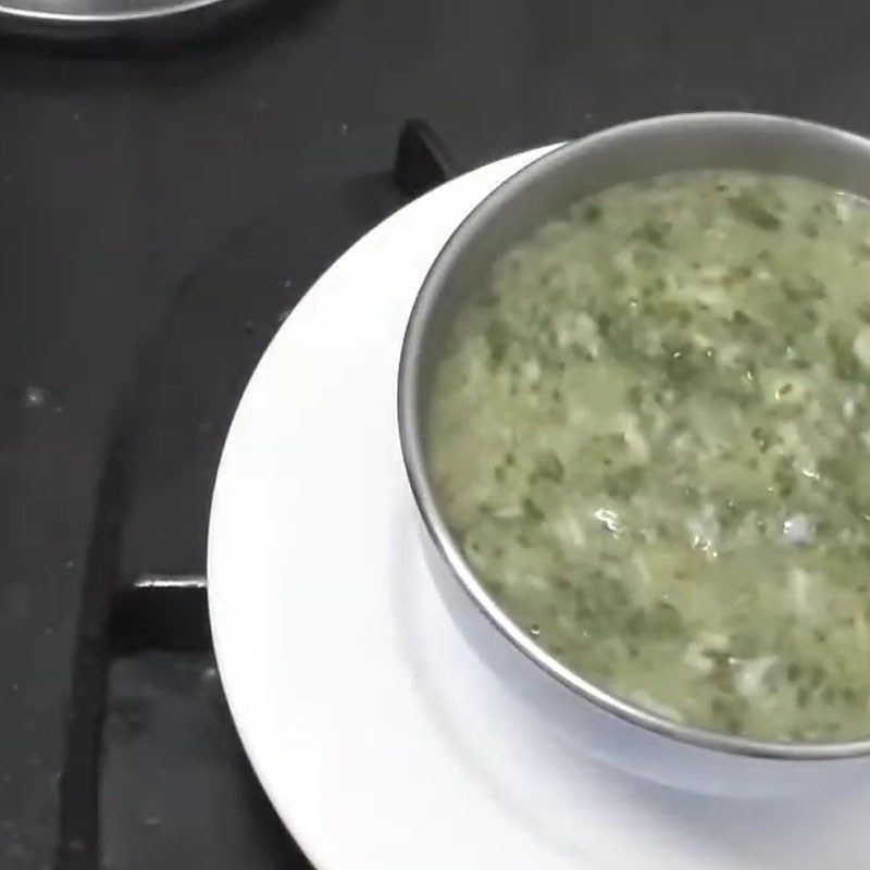 Step 5 Final product Goby fish porridge with mustard greens