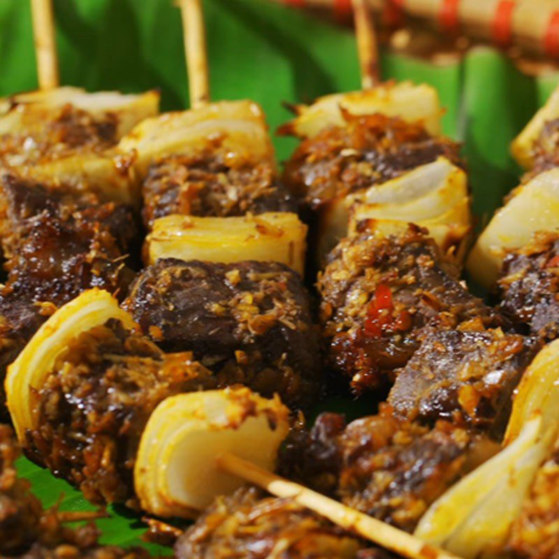 Step 6 Final product Grilled beef cubes with satay