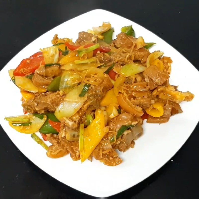 Step 5 Final Product Stir-fried goat ribs with bell peppers