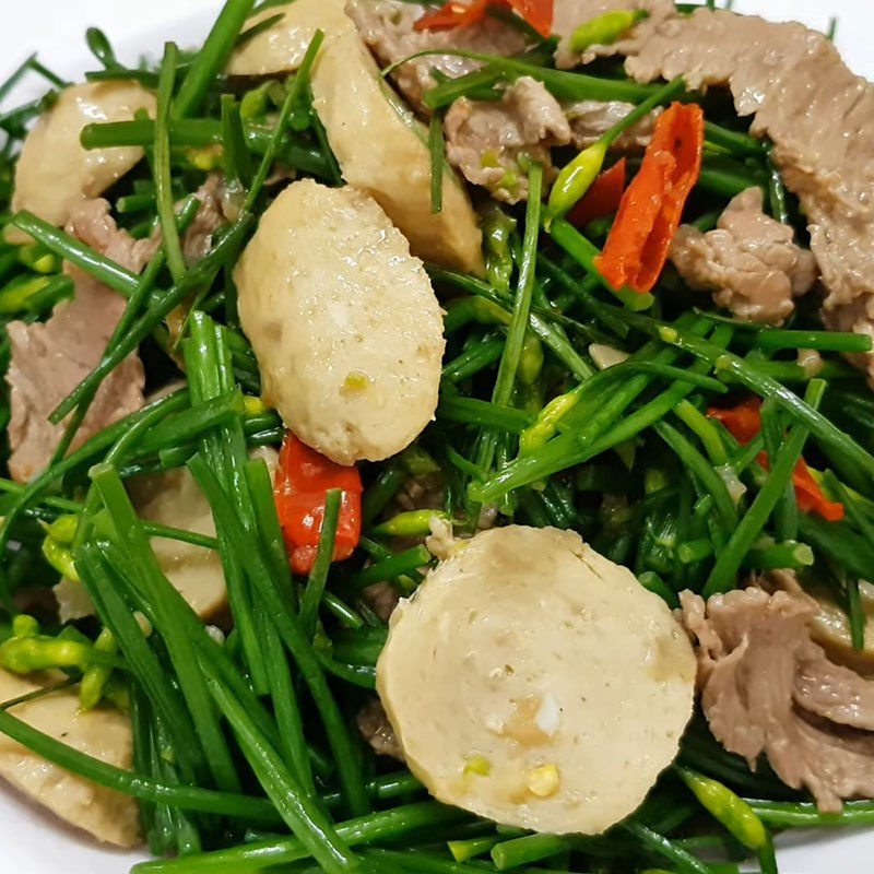 Step 3 Final product Stir-fried beef balls with chives