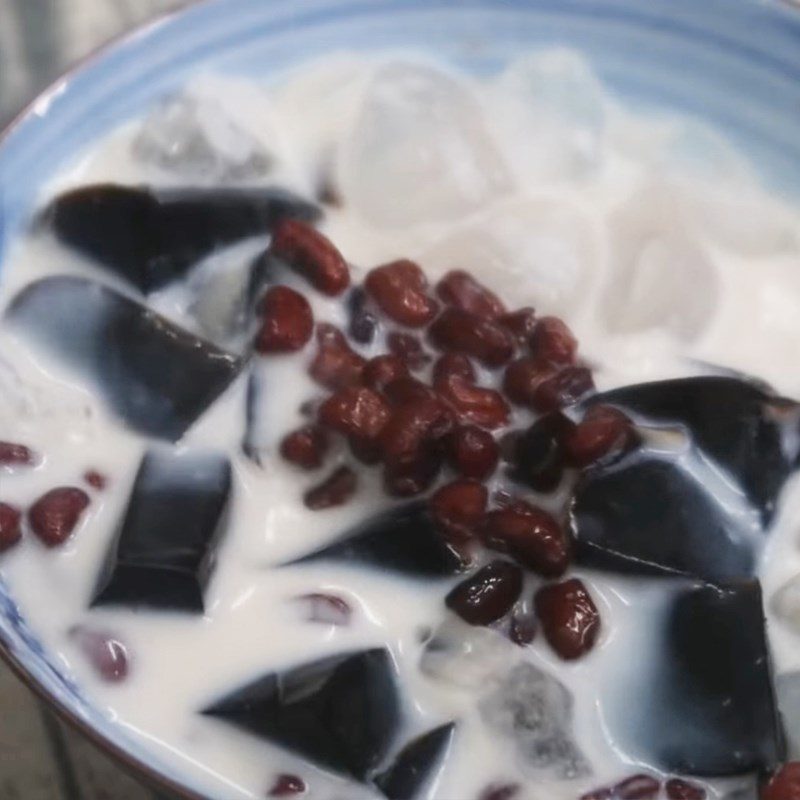 Step 7 Final product Fresh red bean dessert with grass jelly