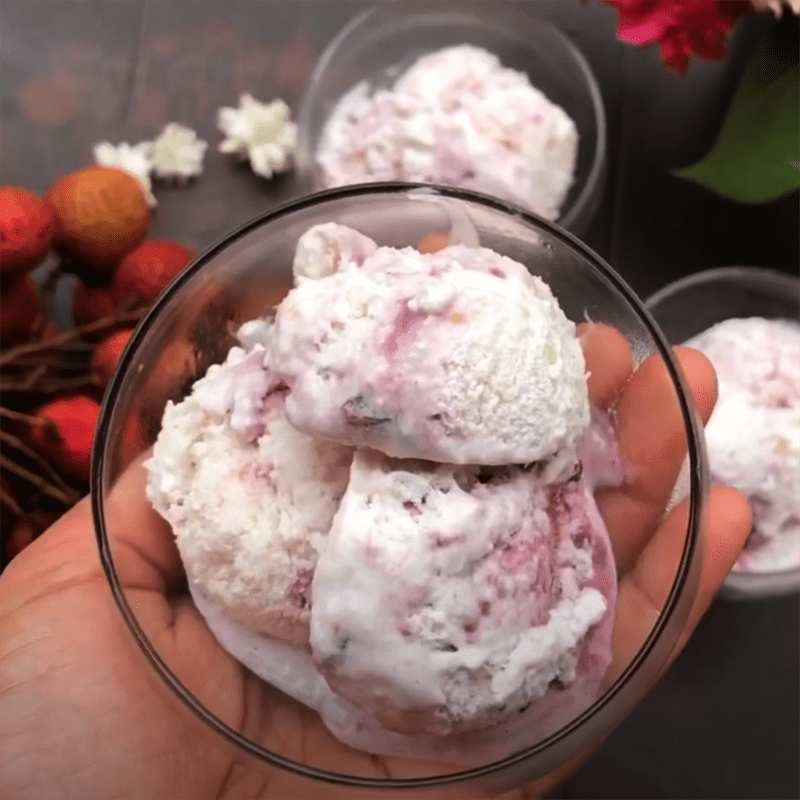 Step 4 Final Product Lychee Raspberry Jam Ice Cream