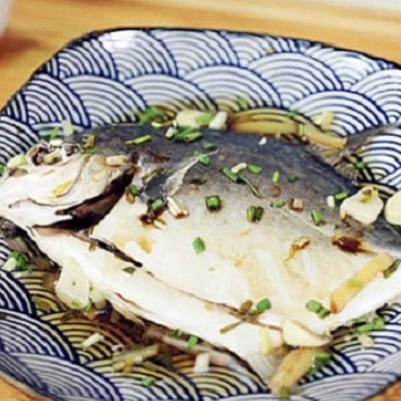 Step 4 Final product Salted pomfret with green onions