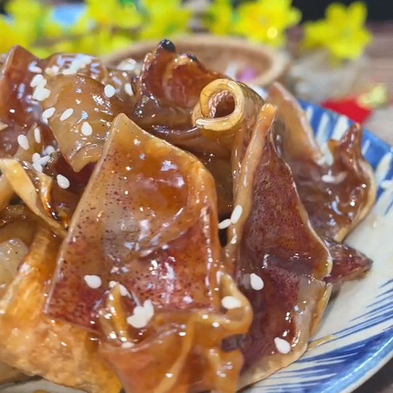 Step 4 Final product Dried squid with tamarind (Recipe shared from TikTok Cooking with TasteVN)