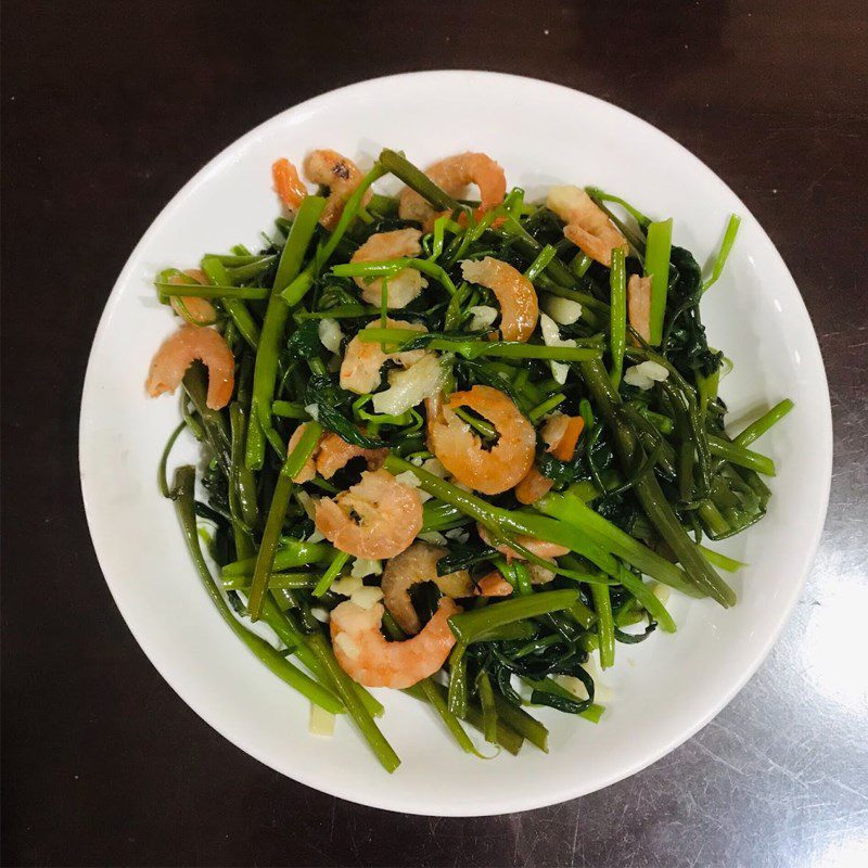 Step 3 Final product Stir-fried water spinach with dried shrimp