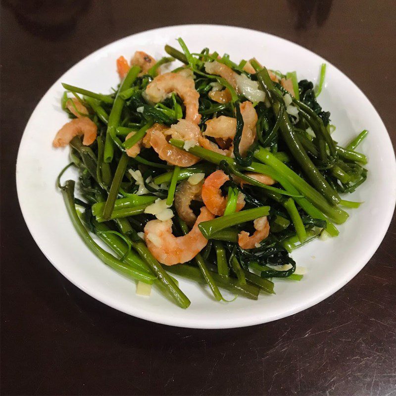 Step 3 Final product Stir-fried water spinach with dried shrimp