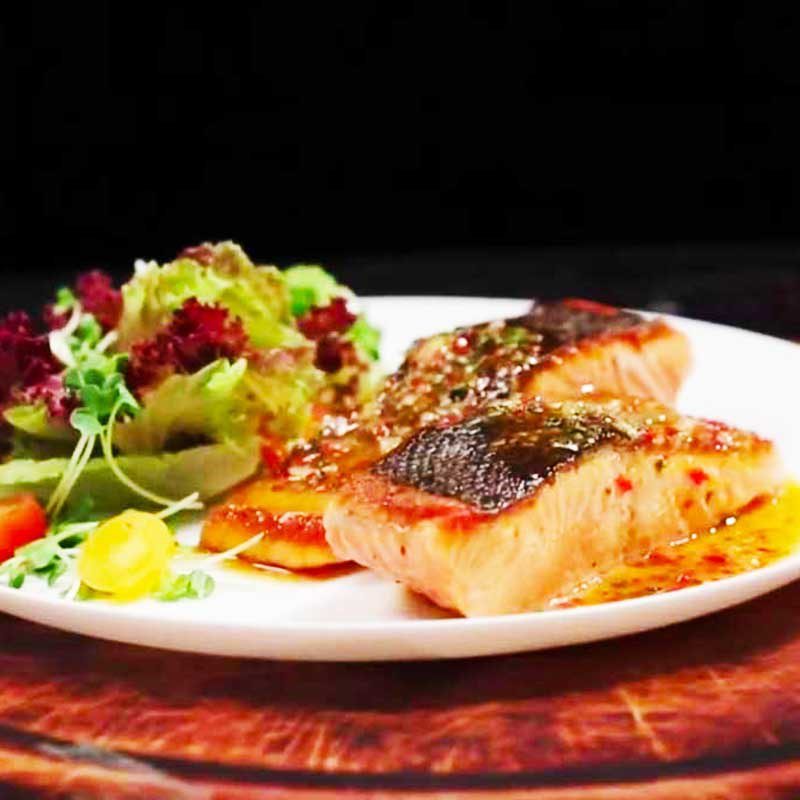 Step 6 Final Product Salmon seared with tamarind sauce