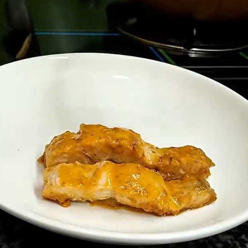 Step 5 Final product Searing salmon with roasted sesame sauce