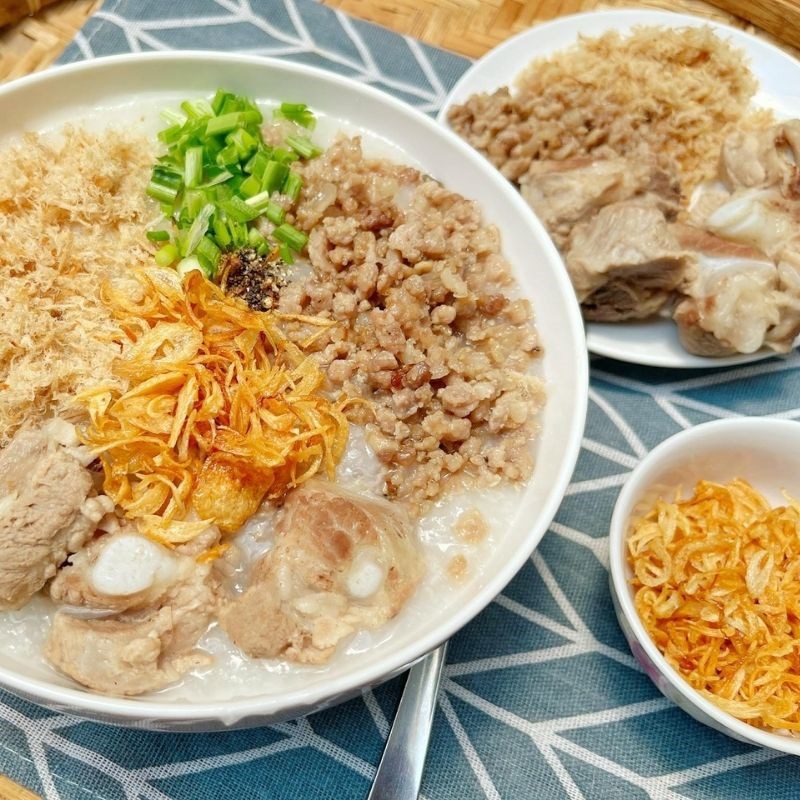 Step 6 Finished product Minced meat rib porridge