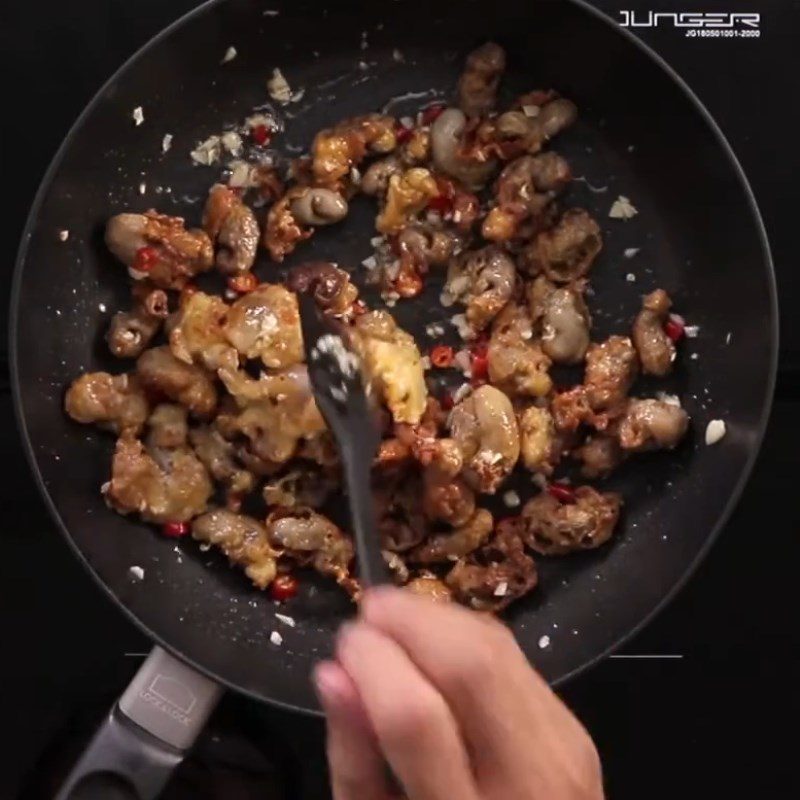 Step 5 Completion Fried basa fish stomach with garlic and chili