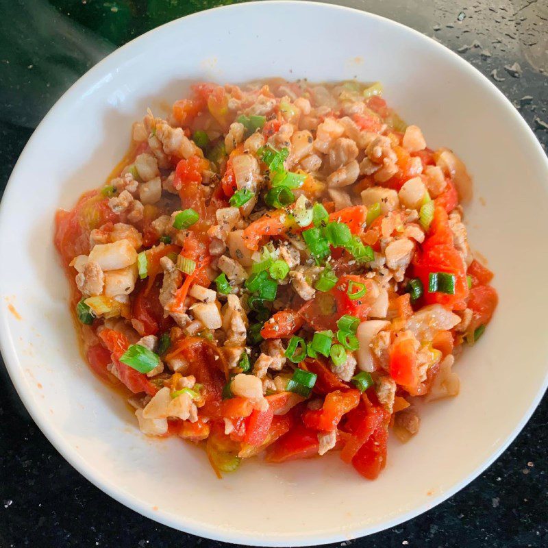 Step 4 Final product Stir-fried minced meat with tomatoes