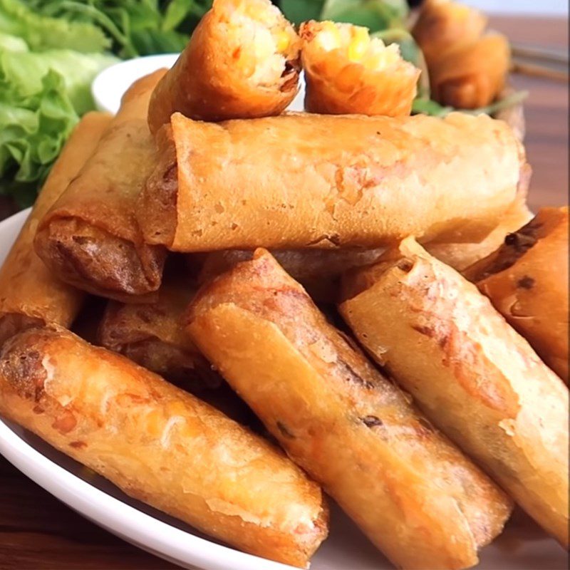 Step 7 Final product Vegetarian green bean spring rolls