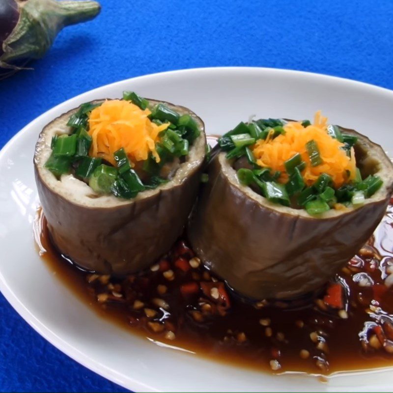 Step 5 Final Product Stuffed Eggplant with Meat and Scallion Oil