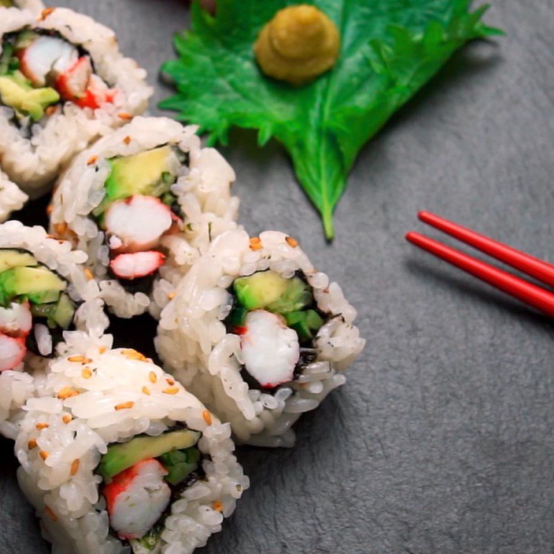 Step 4 Finished Product Sushi Crab Stick Avocado