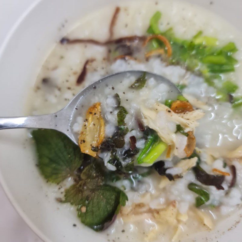 Step 4 Final Product Chicken Porridge with Perilla Leaves