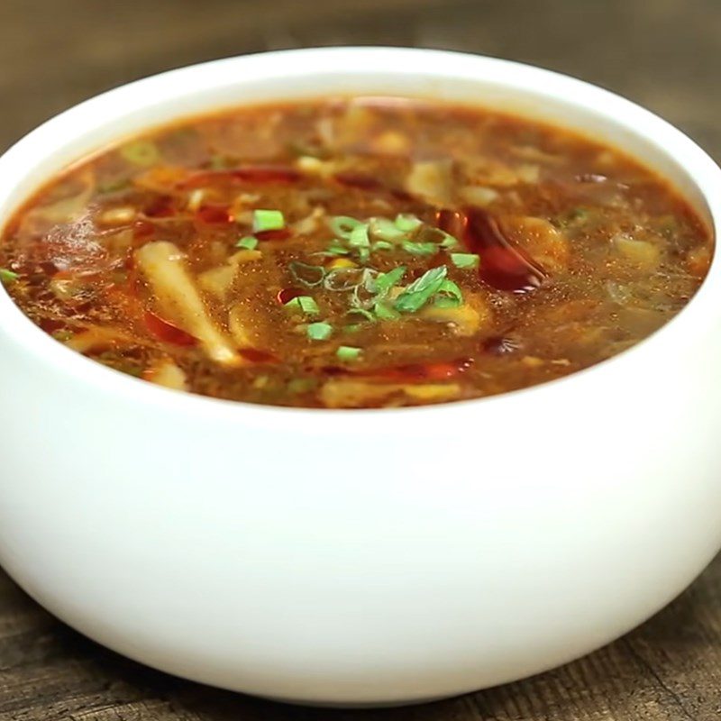 Step 4 Finished product Hot and sour soup with vegetables