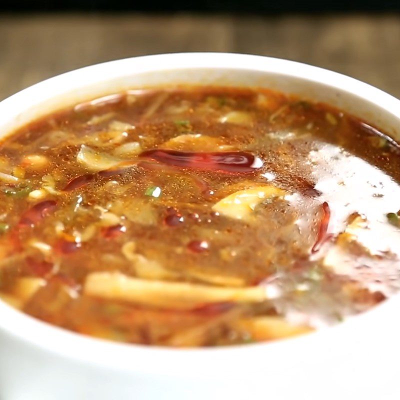 Step 4 Finished product Hot and sour soup with vegetables