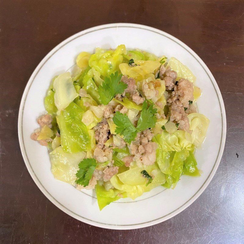 Step 4 Final Product Stir-fried cabbage with minced meat