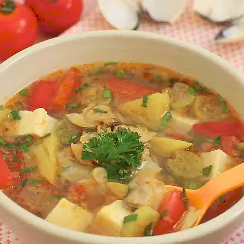 Step 4 Final product Sour clam soup with tofu