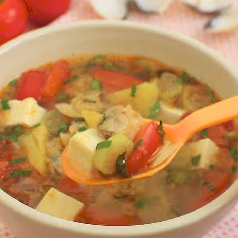 Step 4 Final product Sour clam soup with tofu