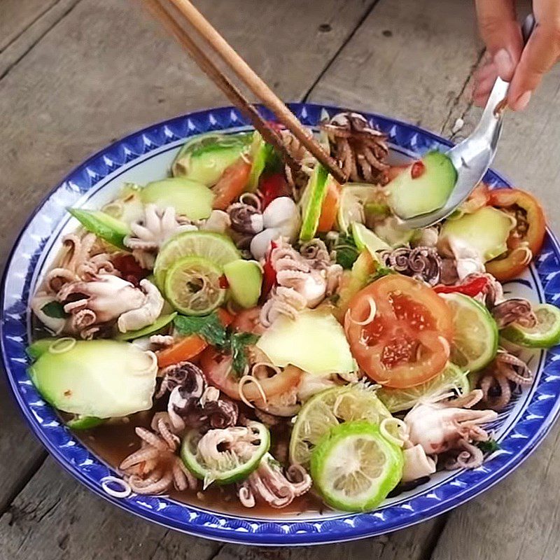 Step 5 The final product Thai-style octopus salad with lime and chili